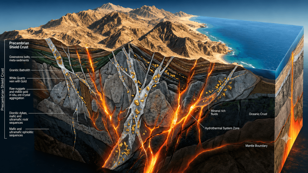 Conceptual model of structurally controlled gold mineralization.